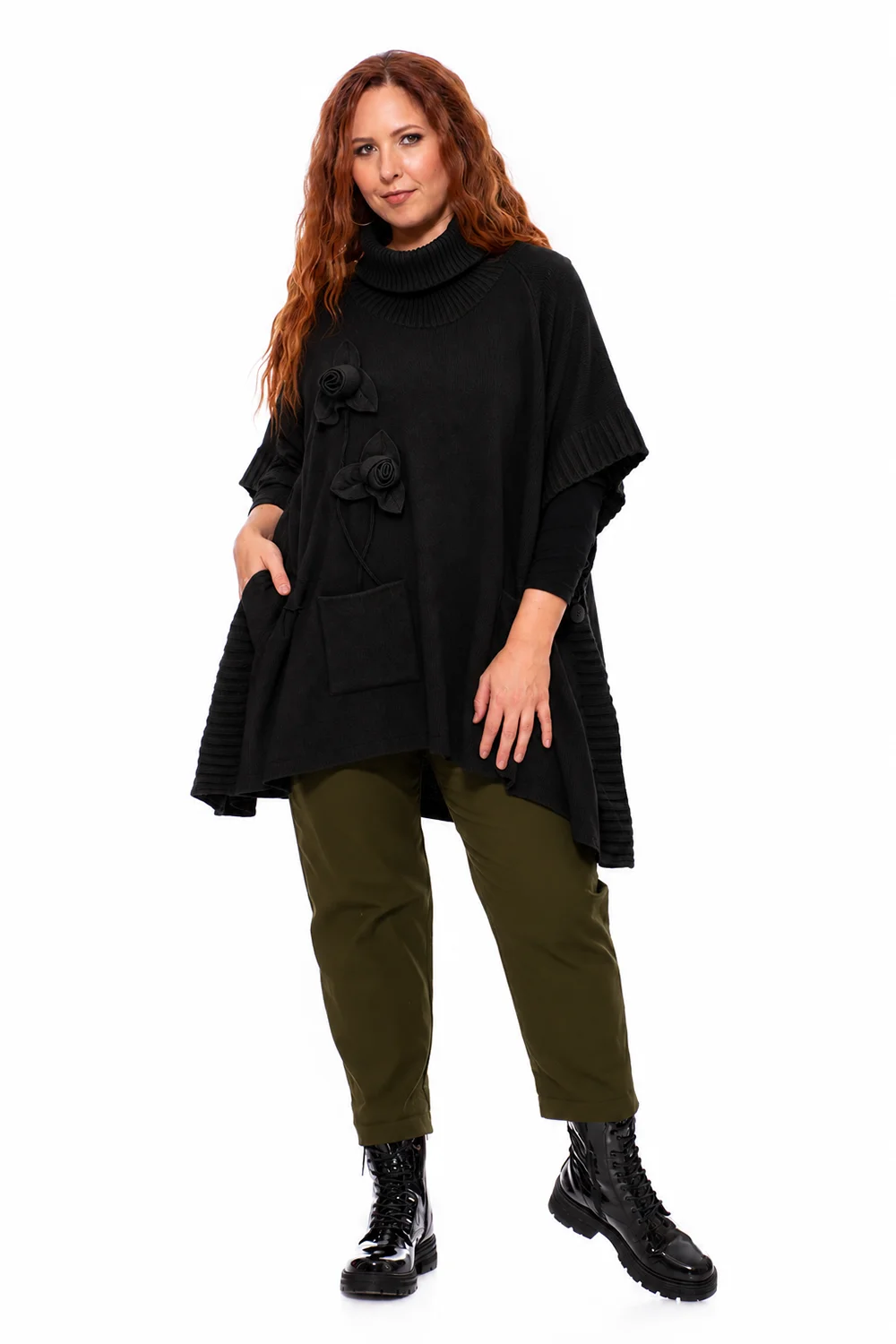 Molett Divat – Plus size női divat L-től 6XL-ig | Sylverro | Sylverro Kft. - Vir gd szes fekete k t tt garb s poncs