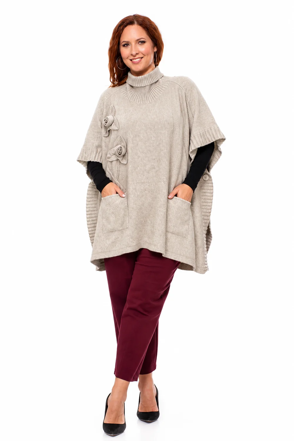 Molett Divat – Plus size női divat L-től 6XL-ig | Sylverro | Sylverro Kft. - Vir gd szes drapp k t tt garb s poncs 2